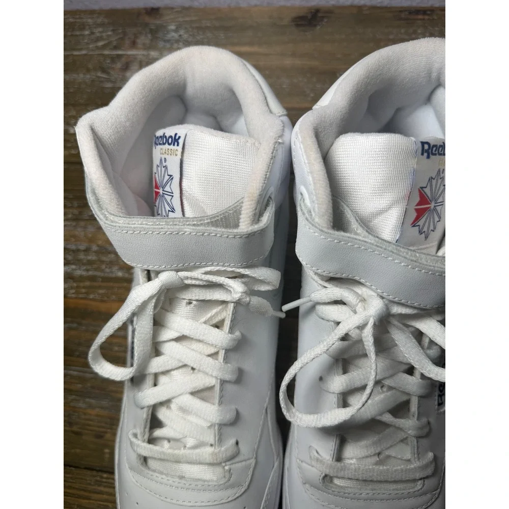 Reebok Ex-O-Fit Hi Mens White Leather High Top Retro Streetwear Sneakers